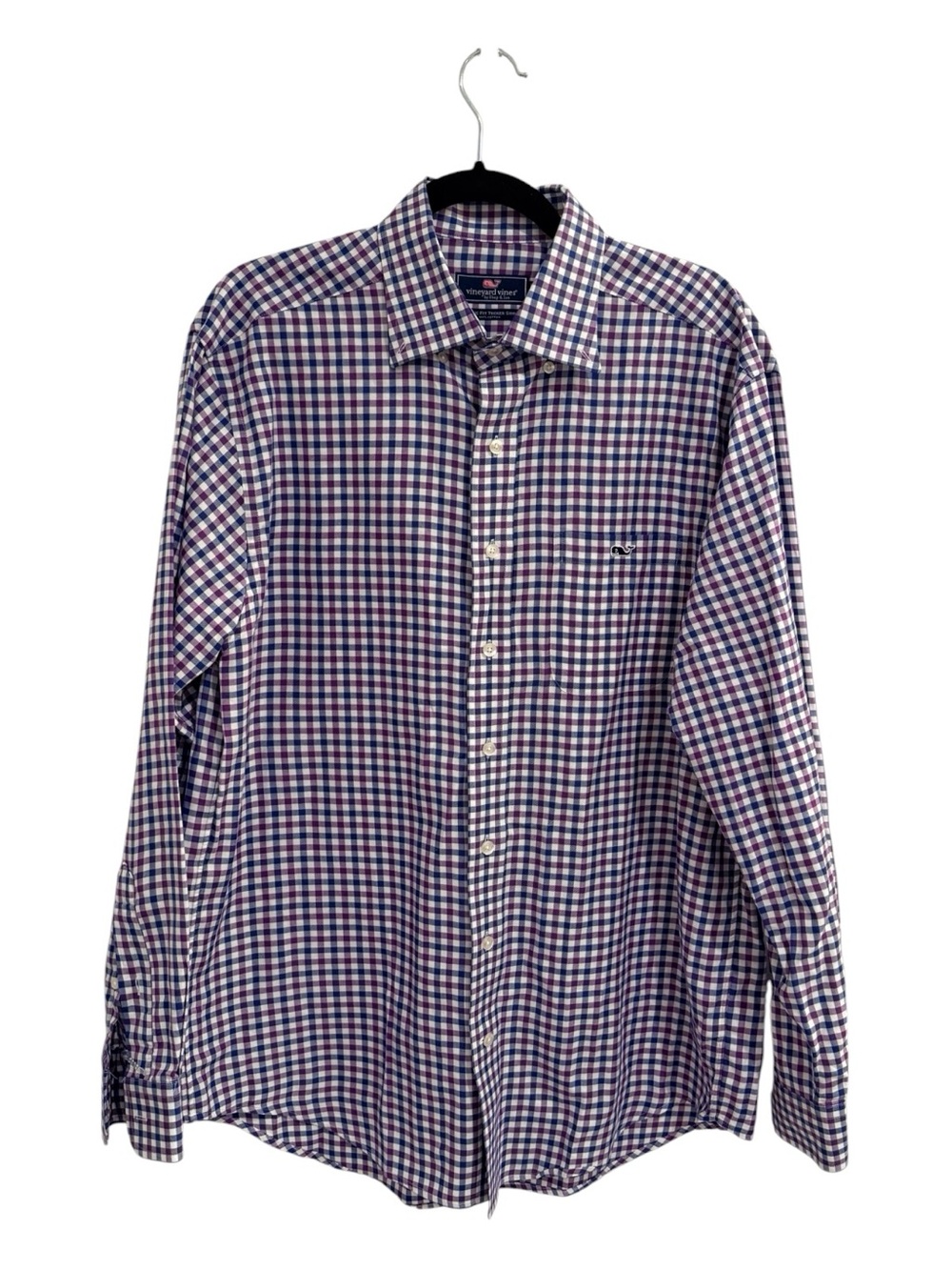 Vineyard Vines Men's Purple, Blue & White Gingham Button-Down Shirt